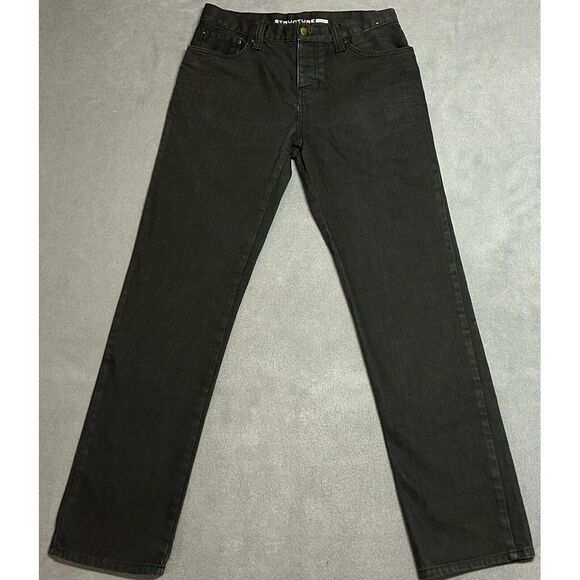 Structure Jeans Men's 30x32 Black Tapered Leg Button Fly 100% Cotton‎ Denim - Picture 1 of 15